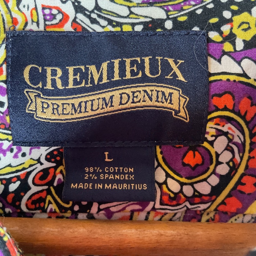 Cremieux Button Down Shirt Mens Large Purple Paisley Premium Denim Long Sleeve - Picture 3 of 5